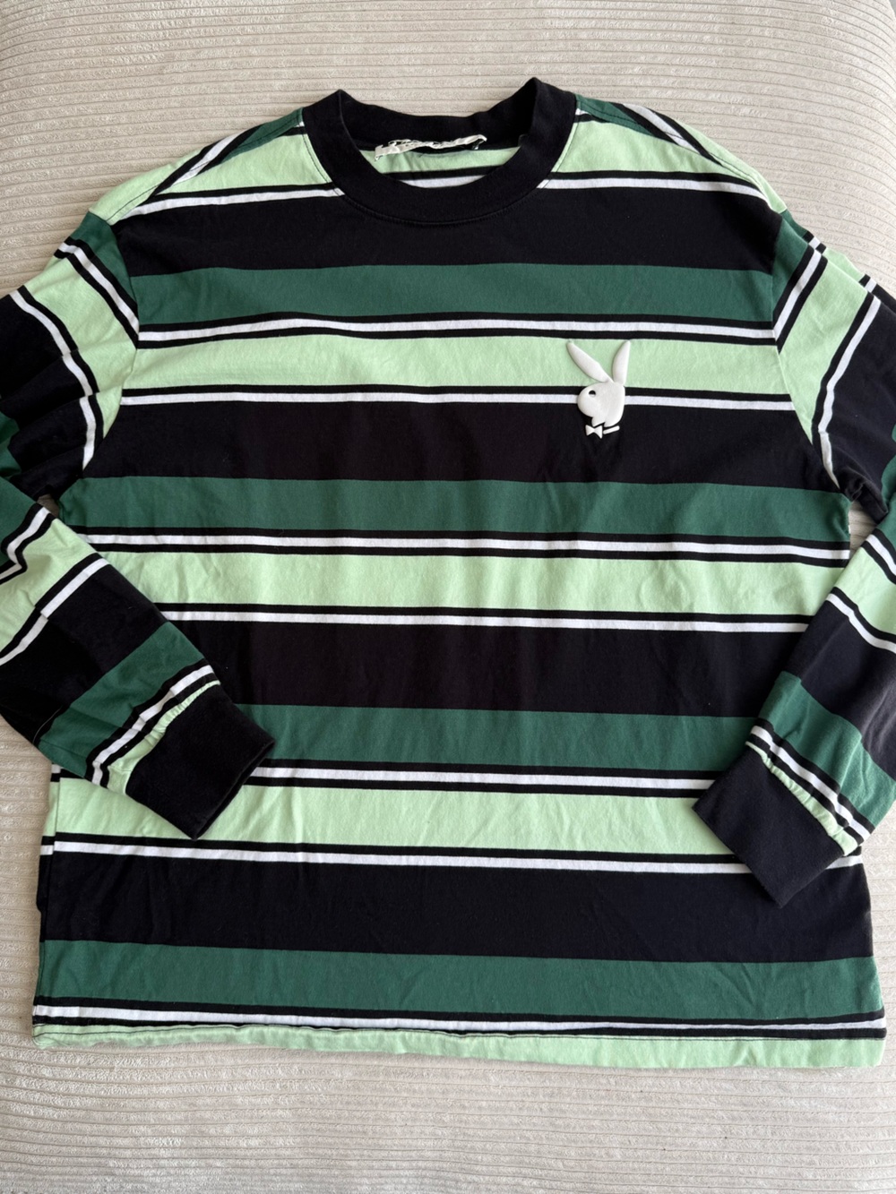 PLAYBOY Black Crewneck Rugby Stye With White Label